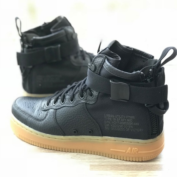 NWT Nike SF AF 1 MID Black-Gum Light Braun WMNS - Picture 2 of 7